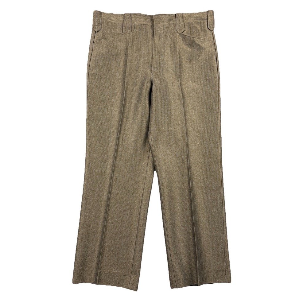 Vintage Circle S Pants Mens 34x26 Tan Western‎ Dress High Rise 70s USA Deadstock